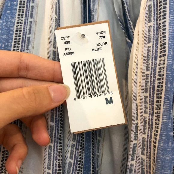 NWT Surf Gypsy Striped Off the Shoulder Tassle Hem Tie Back Bohemian Blouse M - Picture 7 of 9